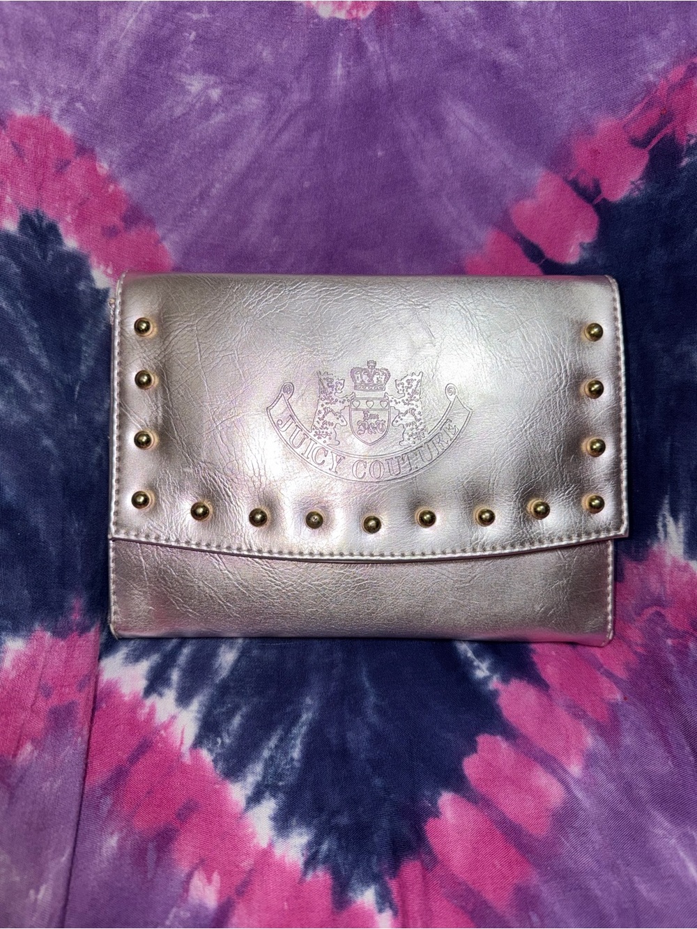 Juicy Couture Metallic Rose Gold Studded Clutch